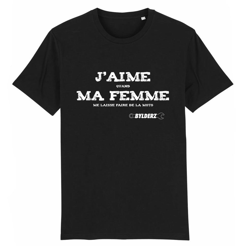 Tshirt Bylderz Noir J'aime quand ma femme me laisse faire de la moto