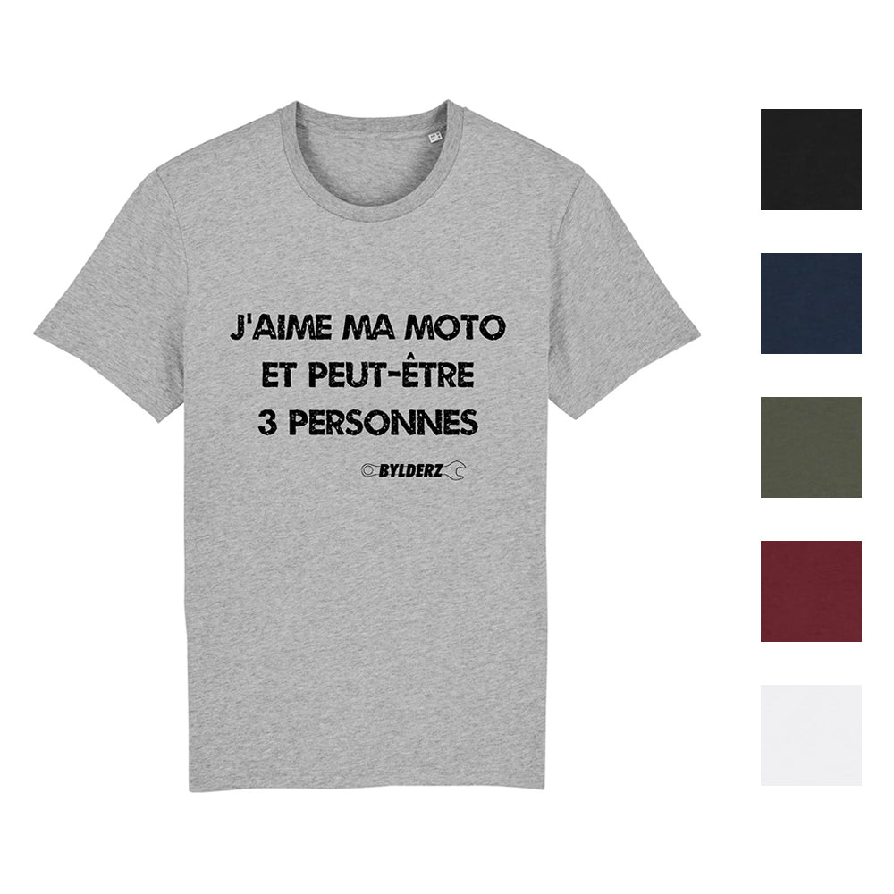 Tshirt chiné J'aime ma moto et 3 personnes Bylderz