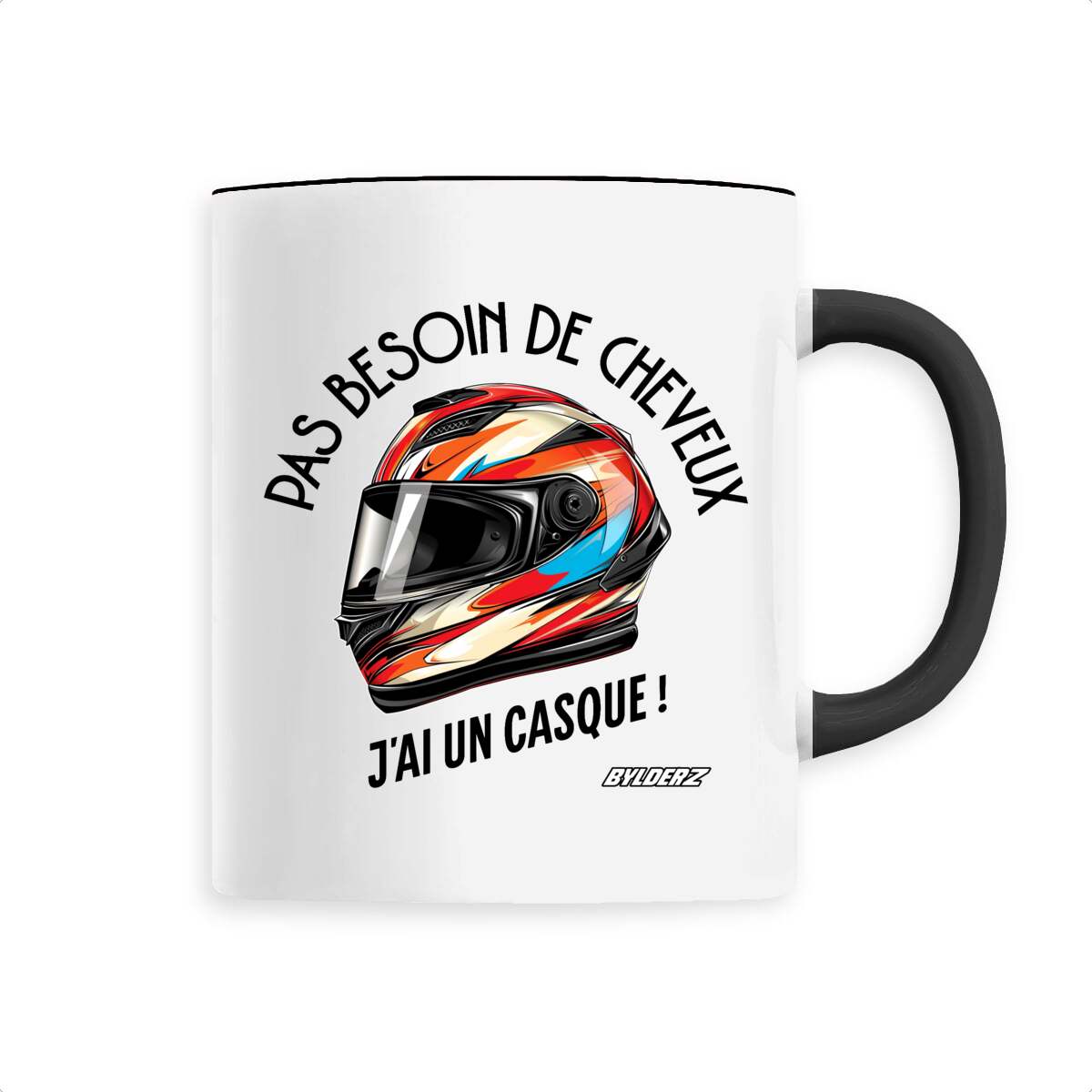 Mug Pas besoin de cheveux, j'ai un casque Couleur