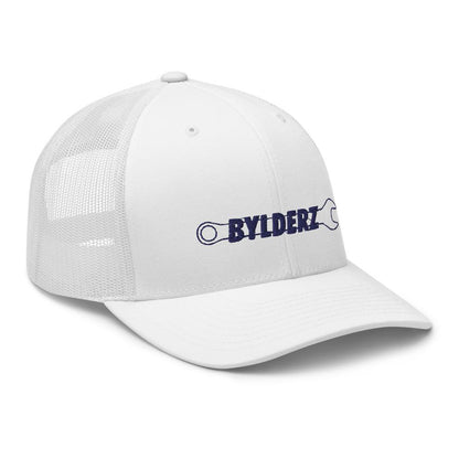 Casquette Trucker Respirante Blanche Bylderz broderie bleu marine