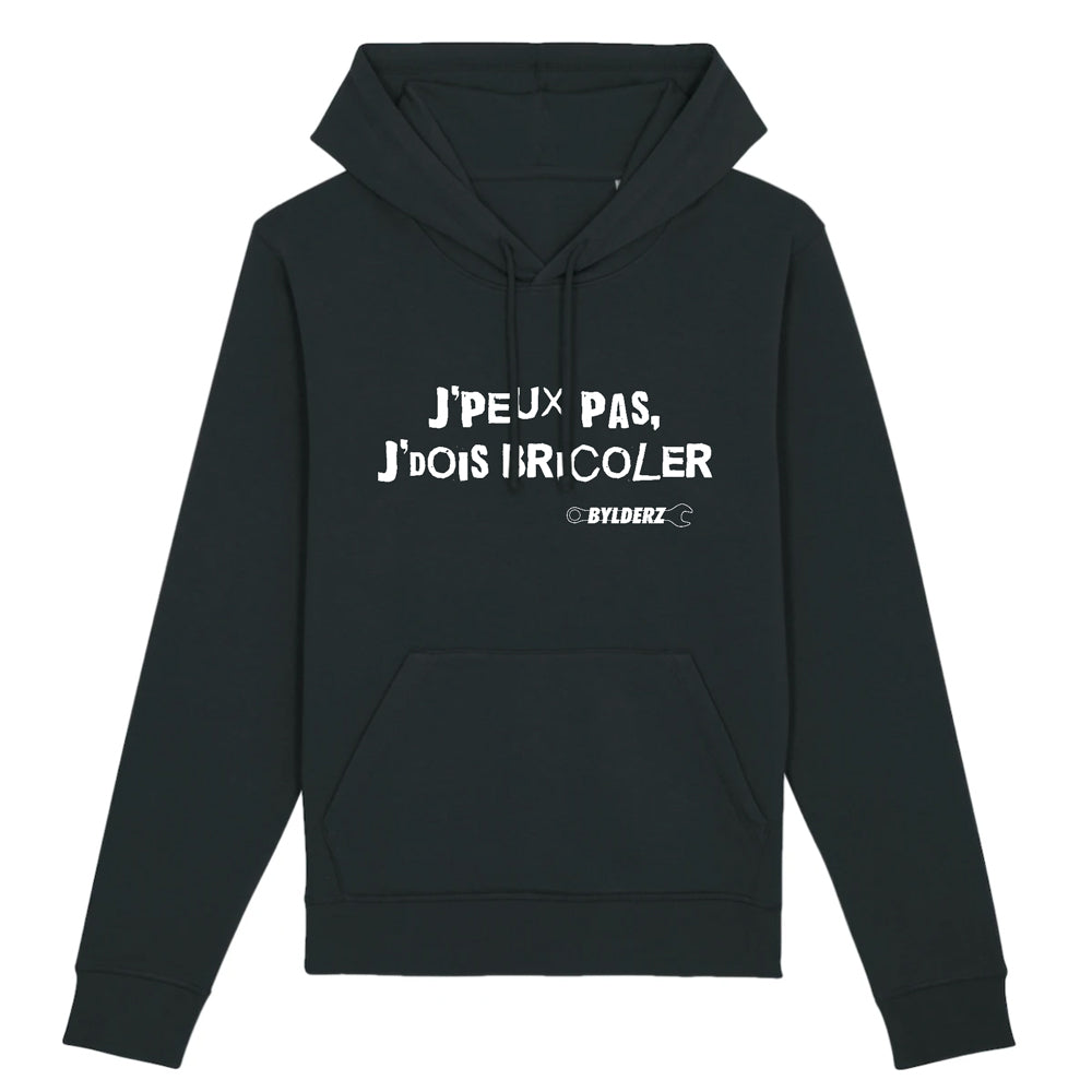 Hoodie sweat à capuche Je peux pas je dois bricoler Bylderz Noir