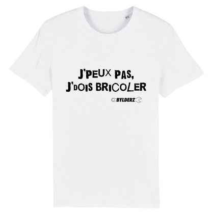 T-shirt Bylderz Blanc Je peux pas je dois bricoler